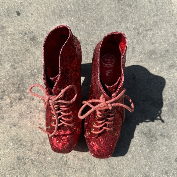 Jeffrey Campbell Red Glitter Lita Platform Boots - Picture 3 of 6